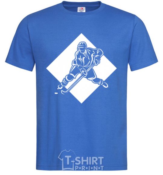 Men's T-Shirt A hockey player in a rhombus royal-blue фото