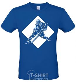 Men's T-Shirt A hockey player in a rhombus royal-blue фото