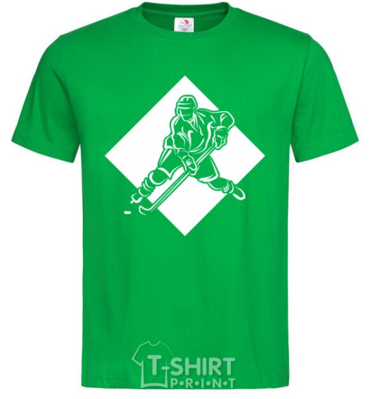 Men's T-Shirt A hockey player in a rhombus kelly-green фото