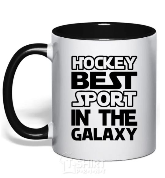 Mug with a colored handle Hockey best sport black фото