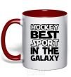 Mug with a colored handle Hockey best sport red фото