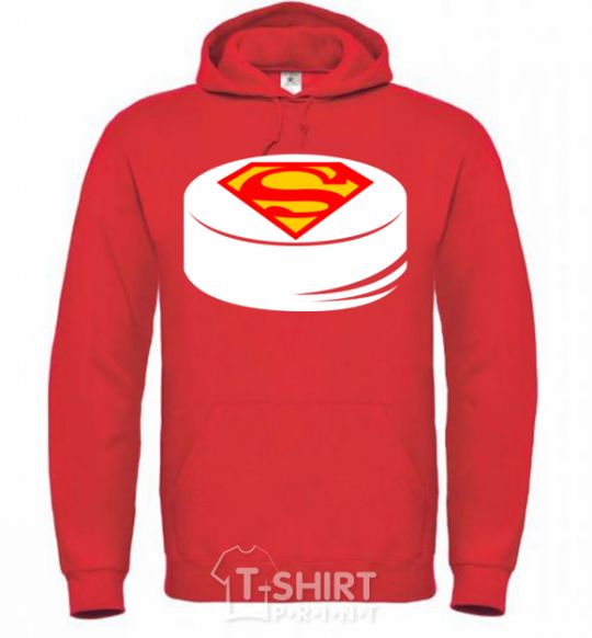 Men`s hoodie Superman's puck bright-red фото