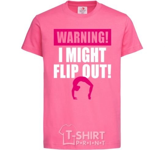 Детская футболка Warning i might flip out Ярко-розовый фото