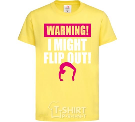 Детская футболка Warning i might flip out Лимонный фото