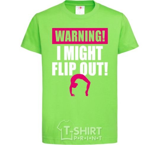Детская футболка Warning i might flip out Лаймовый фото