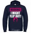 Men`s hoodie Warning i might flip out navy-blue фото