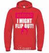 Men`s hoodie Warning i might flip out bright-red фото