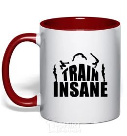 Mug with a colored handle Train insane red фото