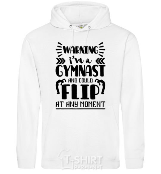 Men`s hoodie Warning i'm a gymnast White фото