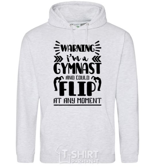 Men`s hoodie Warning i'm a gymnast sport-grey фото