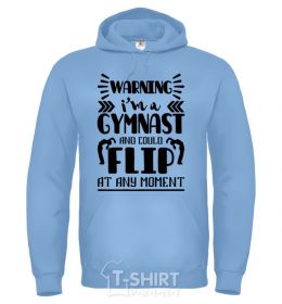 Men`s hoodie Warning i'm a gymnast sky-blue фото