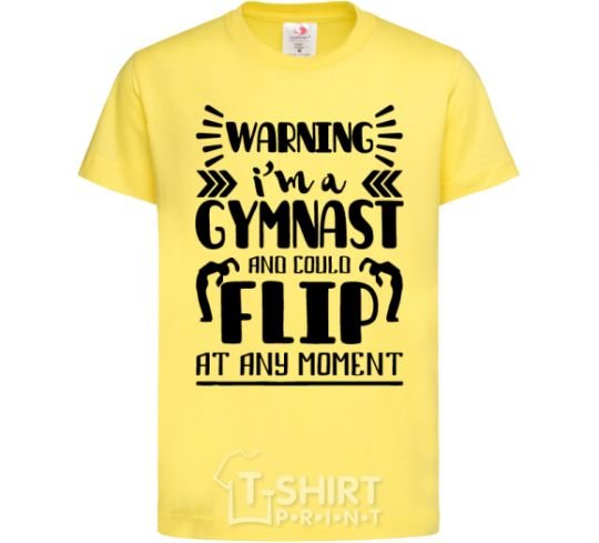 Детская футболка Warning i'm a gymnast Лимонный фото