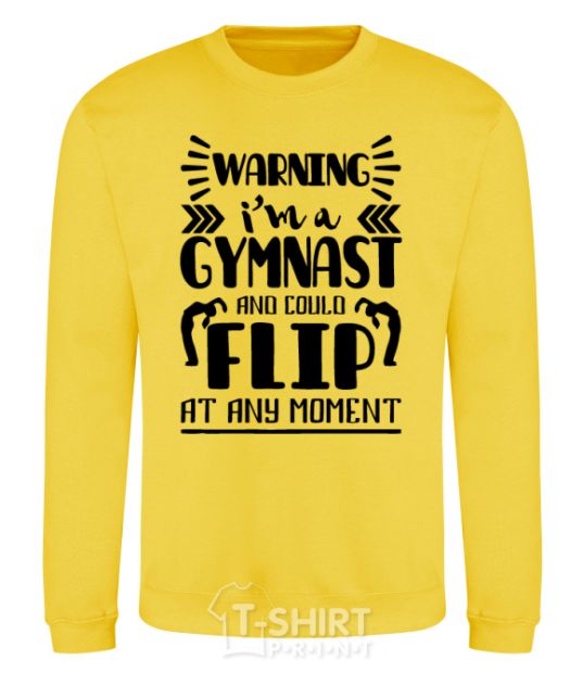 Sweatshirt Warning i'm a gymnast yellow фото