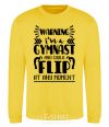 Sweatshirt Warning i'm a gymnast yellow фото