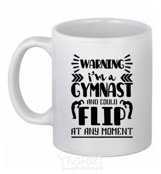 Чашка керамическая Warning i'm a gymnast Белый фото