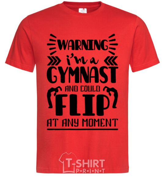 Men's T-Shirt Warning i'm a gymnast red фото