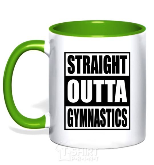 Чашка с цветной ручкой Straight outta gymnastics Зеленый фото