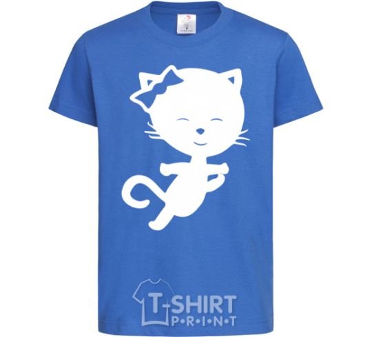 Kids T-shirt Stretching cat royal-blue фото