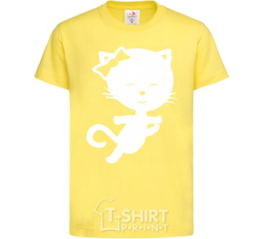 Kids T-shirt Stretching cat cornsilk фото