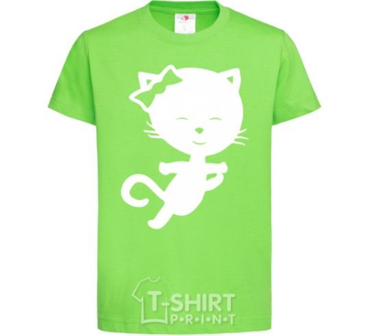 Kids T-shirt Stretching cat orchid-green фото