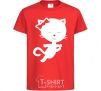 Kids T-shirt Stretching cat red фото