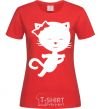 Women's T-shirt Stretching cat red фото