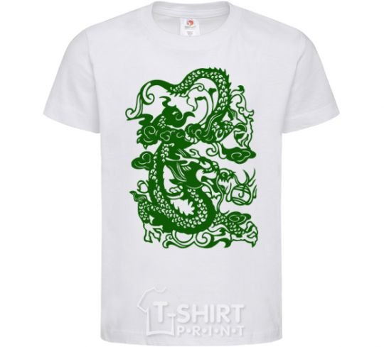 Детская футболка Дракон зеленый Белый фото