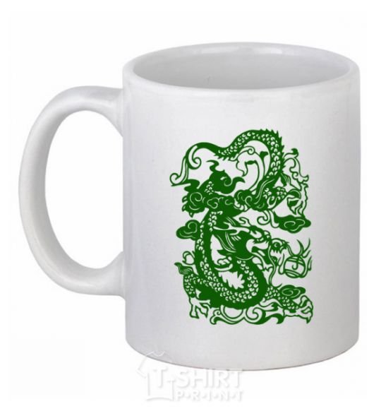 Ceramic mug Dragon green White фото