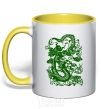 Mug with a colored handle Dragon green yellow фото