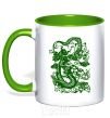 Mug with a colored handle Dragon green kelly-green фото
