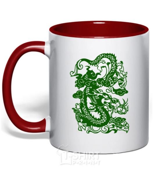 Mug with a colored handle Dragon green red фото