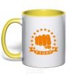 Mug with a colored handle Battle Fist yellow фото