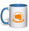 Mug with a colored handle Battle Fist royal-blue фото