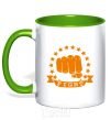 Mug with a colored handle Battle Fist kelly-green фото