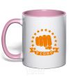 Mug with a colored handle Battle Fist light-pink фото