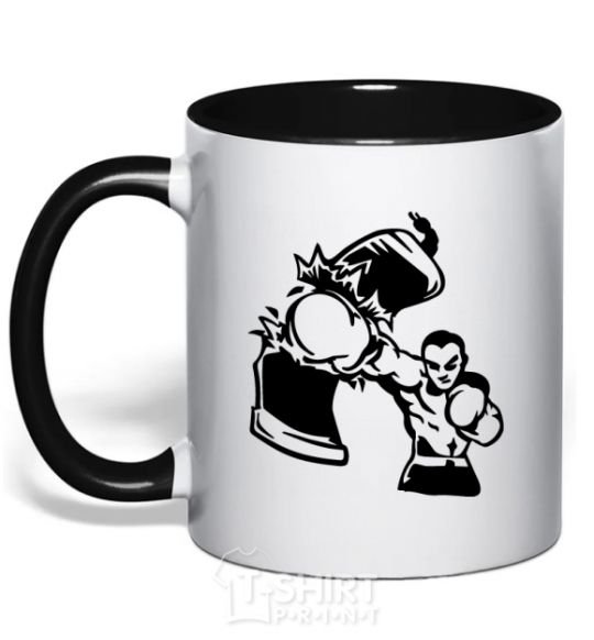 Mug with a colored handle Pear bursting black фото