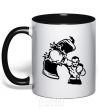 Mug with a colored handle Pear bursting black фото