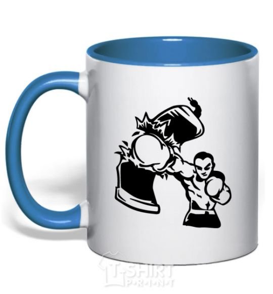 Mug with a colored handle Pear bursting royal-blue фото