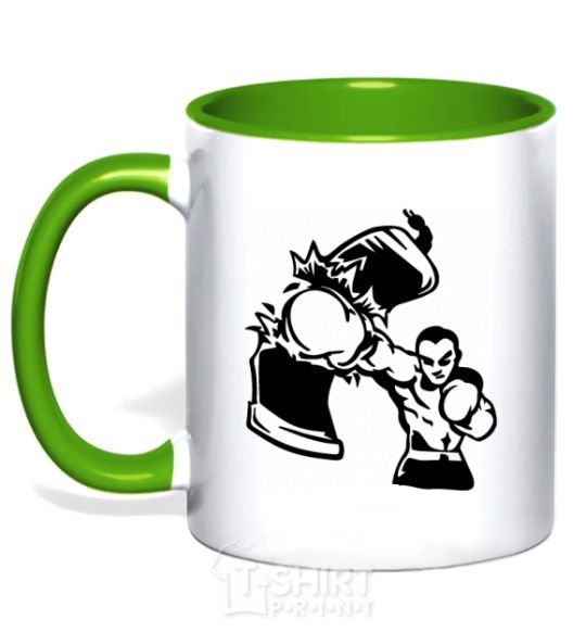 Mug with a colored handle Pear bursting kelly-green фото