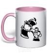 Mug with a colored handle Pear bursting light-pink фото