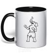 Mug with a colored handle Elephant boxer black фото