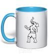 Mug with a colored handle Elephant boxer sky-blue фото