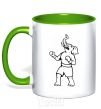 Mug with a colored handle Elephant boxer kelly-green фото