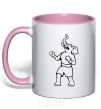 Mug with a colored handle Elephant boxer light-pink фото