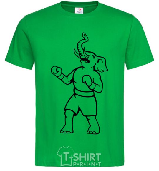 Мужская футболка Слон боксер Зеленый фото