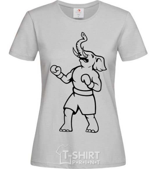 Женская футболка Слон боксер Серый фото