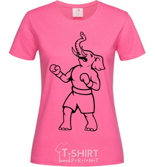 Женская футболка Слон боксер Ярко-розовый фото