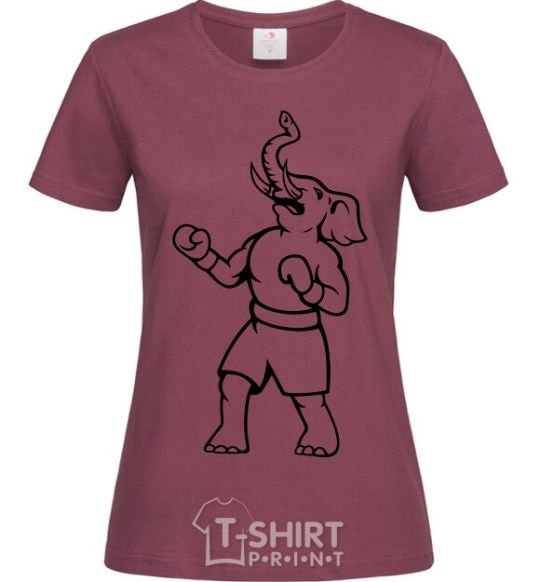 Женская футболка Слон боксер Бордовый фото