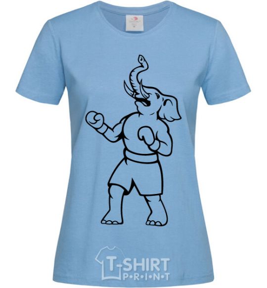 Women's T-shirt Elephant boxer sky-blue фото