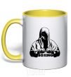 Mug with a colored handle Boxing yellow фото